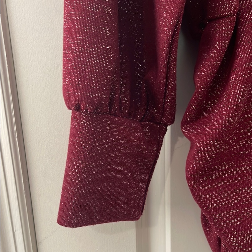 Lane Bryant Red Long Sleeve Tunic with Mandarin Collar - Picture 7 of 15